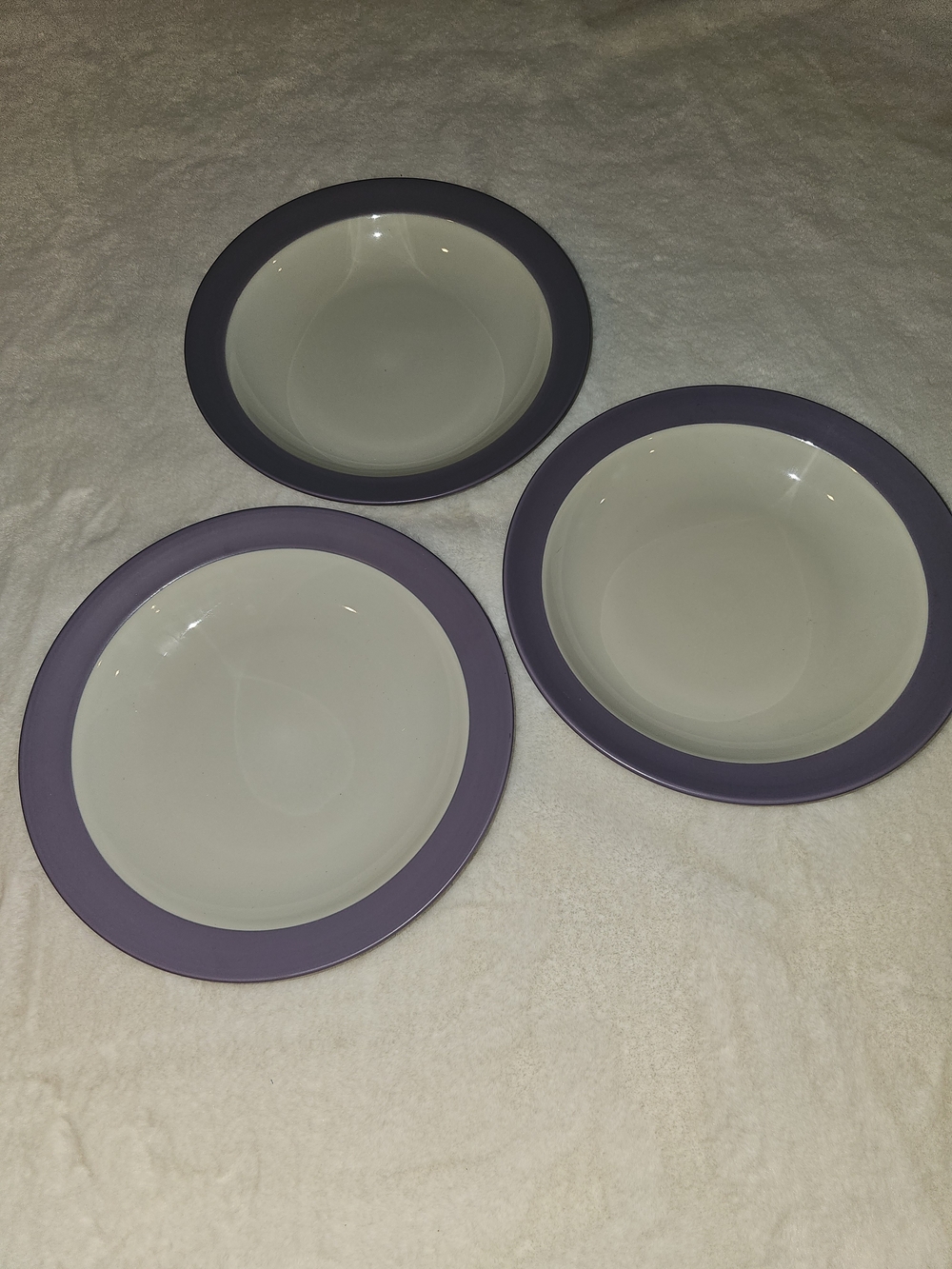 Noritake Lilac -Rim Ceramic Stoneware Bowls - Set of 3